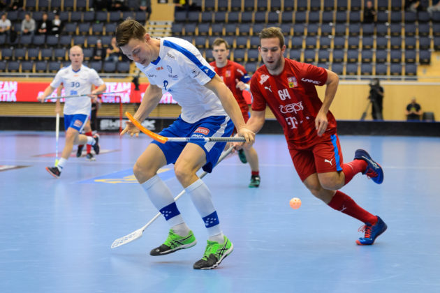 Veltšmíd v reprezentačním duelu proti Finsku. Foto: Martin Flousek, Český florbal