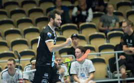 Jiří Curney se raduje ze své trefy. Foto: Štěpán Tomš, Florbal Mladá Boleslav