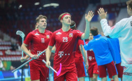 Filip Langer slaví gól proti Lotyšsku. Foto: Juhani Järvenpää