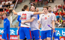 Adam Delong nastřílel Finům hattrick. Foto: Český florbal