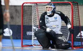 Gólman Mladé Boleslavi Lukáš Bauer. Foto: Florbal Mladá Boleslav