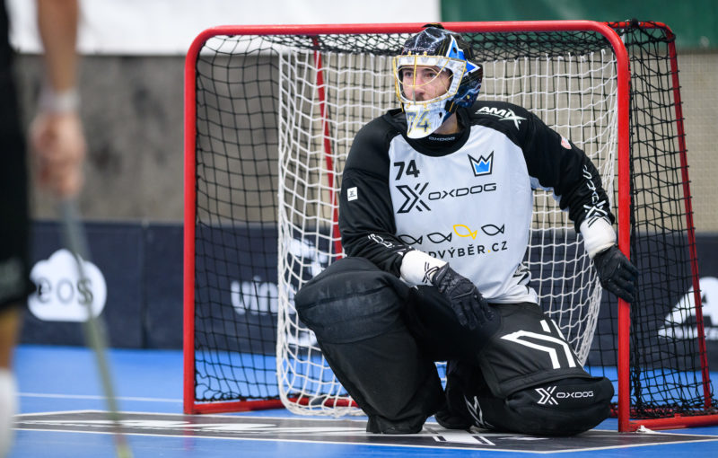 Gólman Mladé Boleslavi Lukáš Bauer. Foto: Florbal Mladá Boleslav