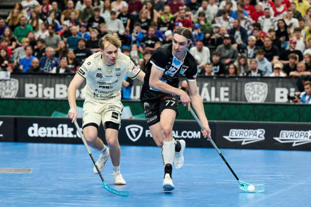 Lukáš Punčochář v superfinále zazářil a dal dva góly. Foto: Barbora Reichová, Český florbal