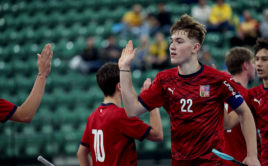 Mikeš Motejzík se stal nejproduktivnějším hráčem turnaje EFT 2025. Foto: Per Wiklund, Svensk Innebandy