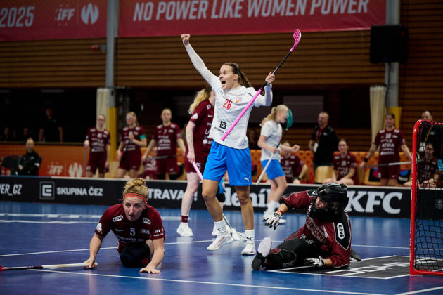 Barbora Husková slaví svůj první gól na šampionátu. Foto: IFF